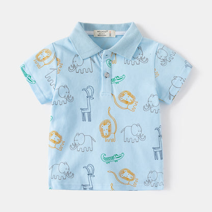 [5131074] - Baju Atasan Kaos Polo Kerah Fashion Anak Laki-Laki - Motif Animal Groups