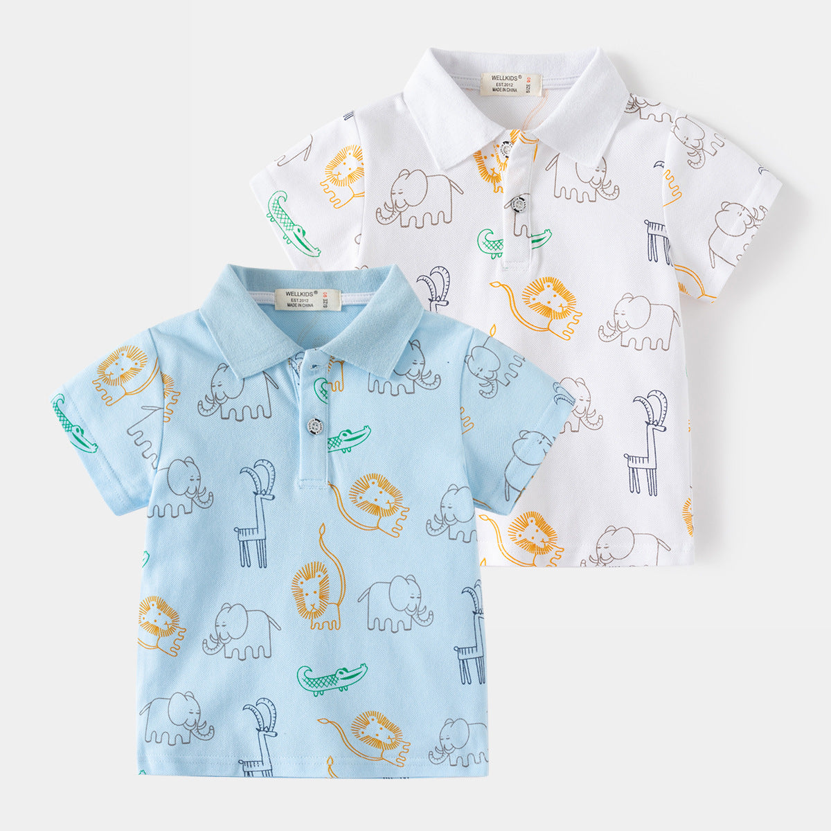 [5131074] - Baju Atasan Kaos Polo Kerah Fashion Anak Laki-Laki - Motif Animal Groups