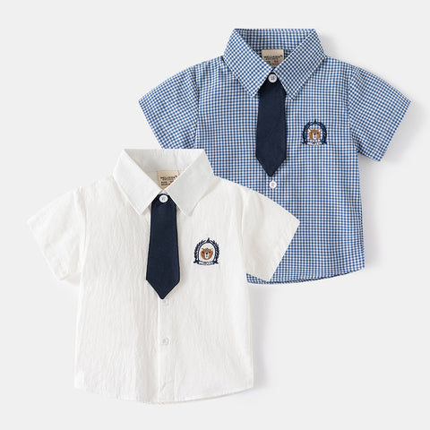 [5131078] - Baju Atasan Kemeja Lengan Pendek Fashion Anak Laki-Laki - Motif Bear Logo