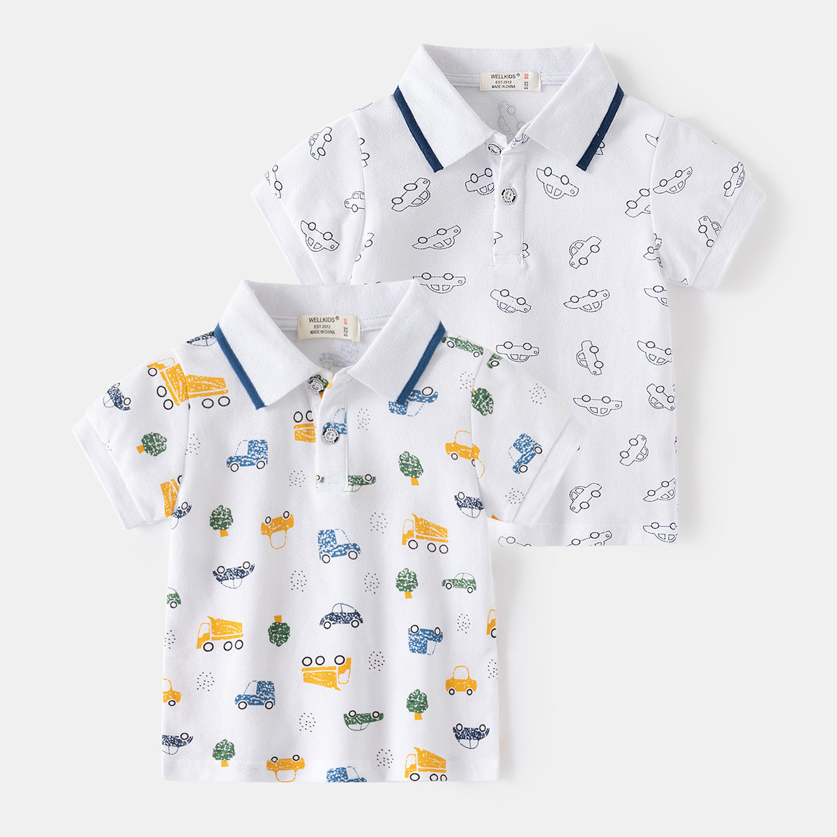 [5131080] - Baju Atasan Kaos Polo Kerah Fashion Anak Laki-Laki - Motif Land Vehicles