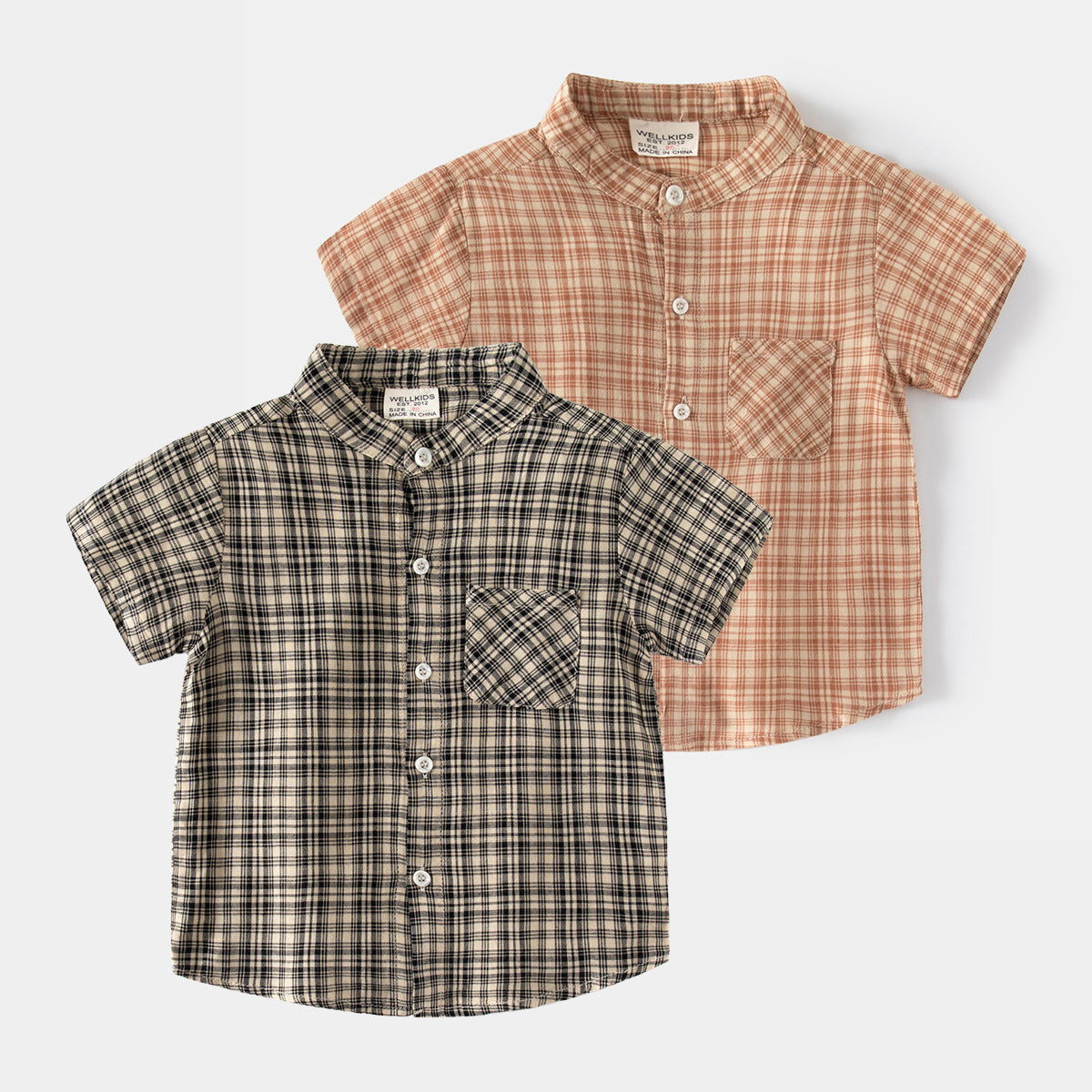 [5131084] - Baju Atasan Kemeja Koko Kotak-Kotak Fashion Anak Laki-Laki - Motif Mesh Box