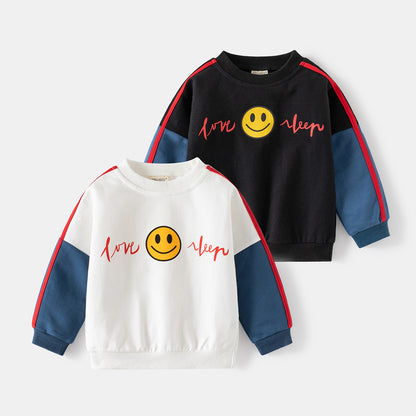 [5131088] - Baju Atasan Sweater Lengan Panjang Fashion Anak Laki-Laki - Motif Smile Emote