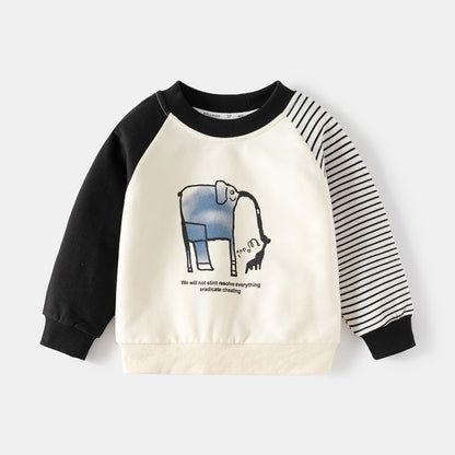 [5131097] - Baju Atasan Sweater Lengan Panjang Fashion Anak Cowok - Motif Striped Elephant