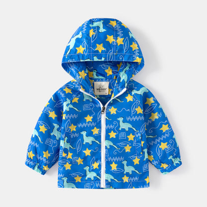 [5131103] - Baju Atasan Jaket Hoodie Fashion Anak Laki-Laki - Motif Dino Star