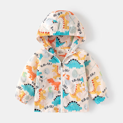 [5131104] - Baju Atasan Jaket Hoodie Fashion Anak Laki-Laki - Motif Dino Roar