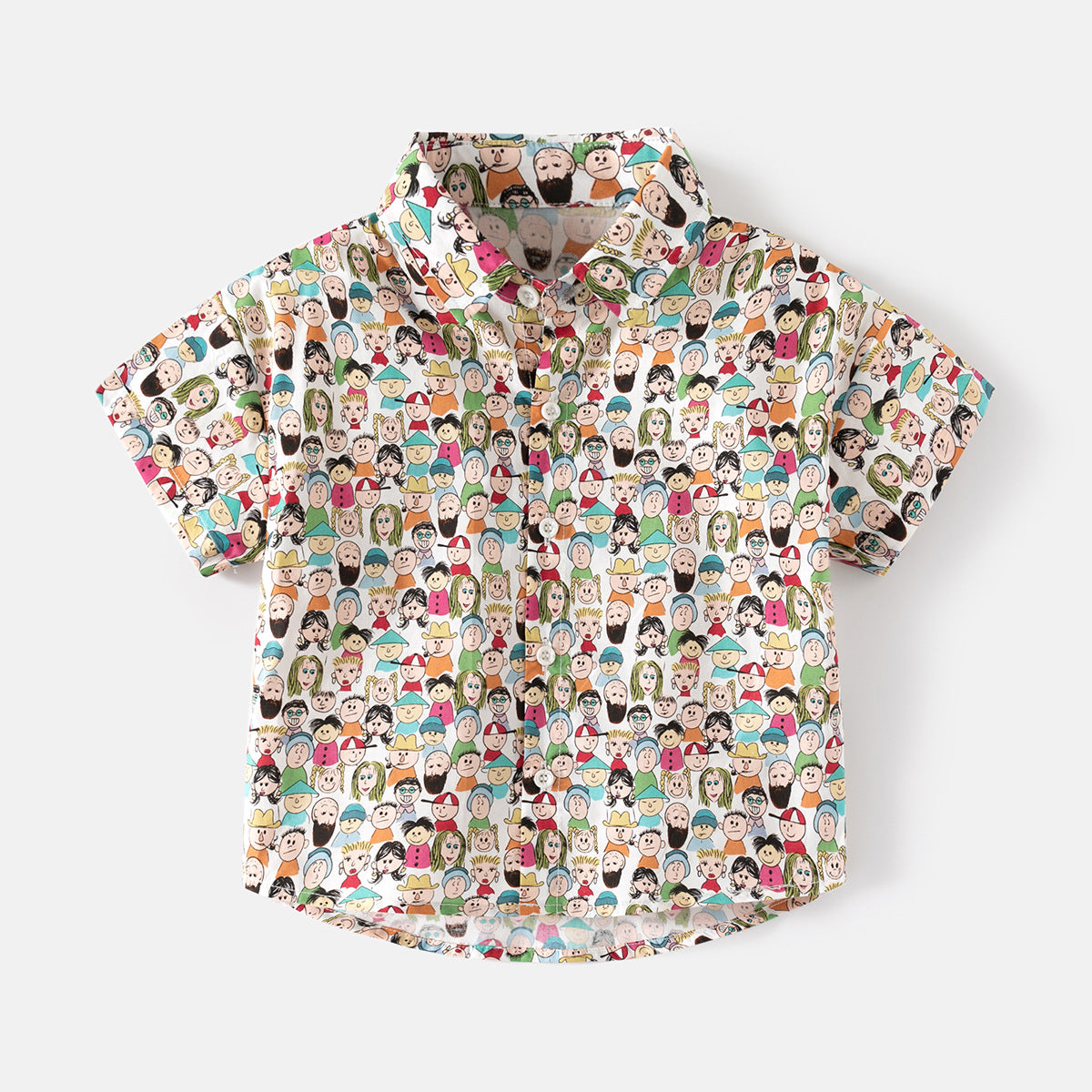 [5131109] - Baju Atasan Kemeja Lengan Pendek Fashion Anak Laki-Laki - Motif People Painting