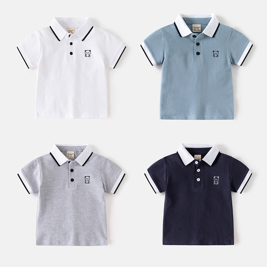 [5131116] - Atasan Baju Polo Lengan Pendek Anak Laki-Laki - Motif Collared Animals
