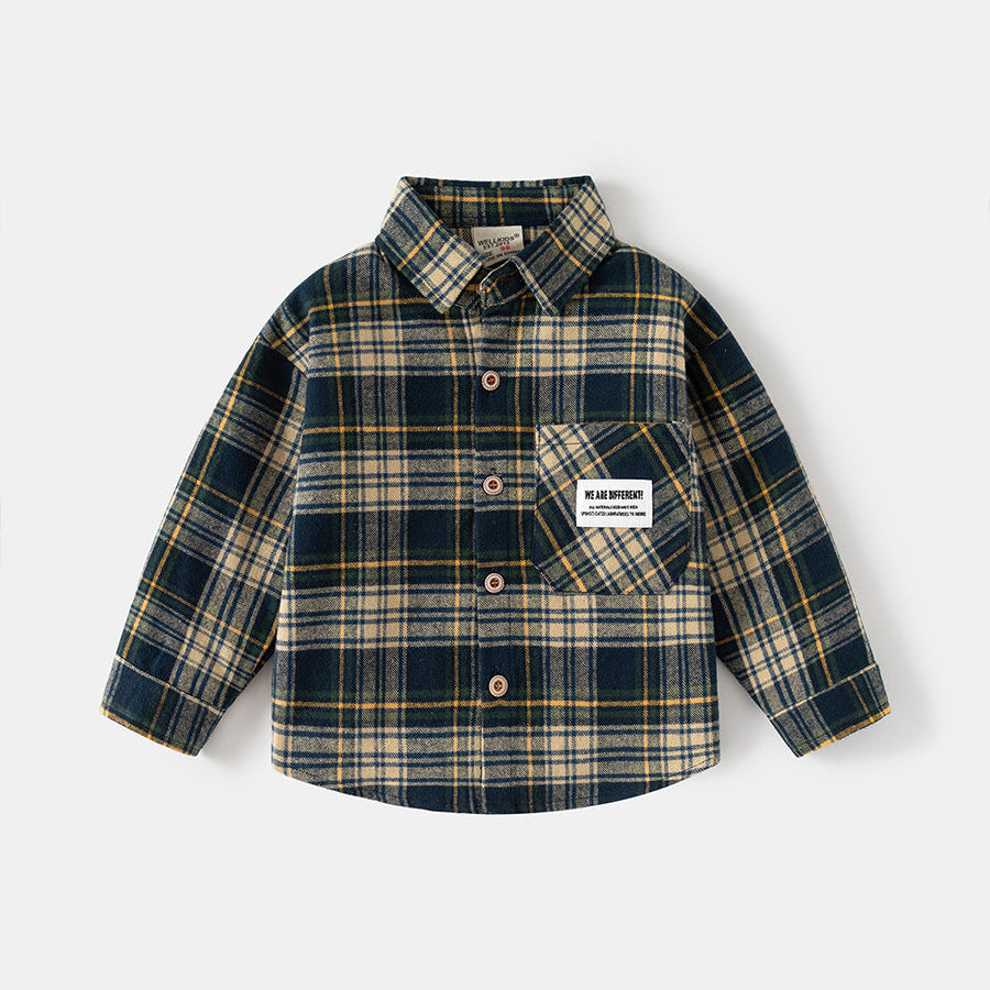 [5131119] - Atasan Baju Kemeja Lengan Panjang Anak Laki-Laki - Motif Classic Plaid