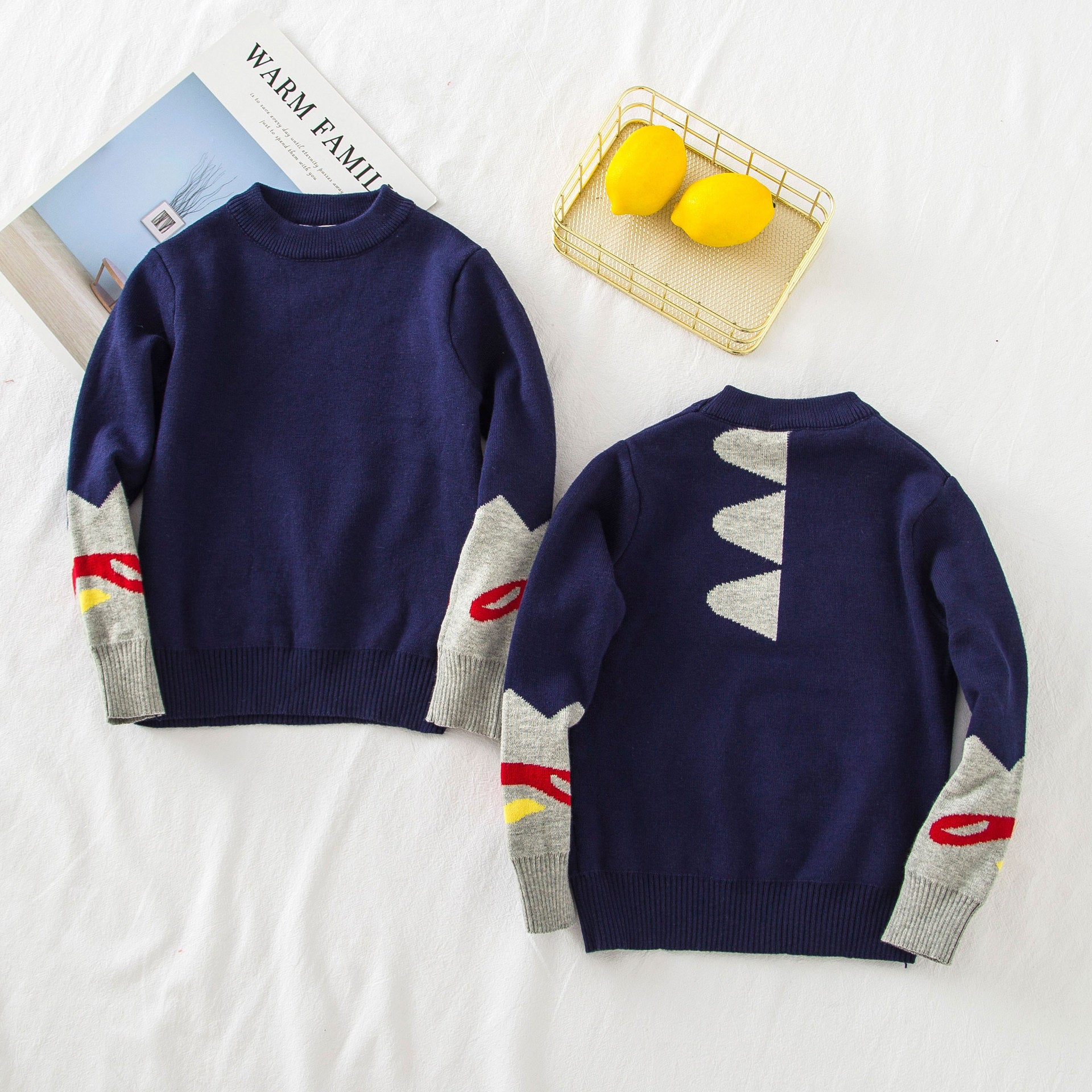 [513707] - Atasan Sweater Lengan Panjang Anak Laki-Laki - Motif Back Thorn