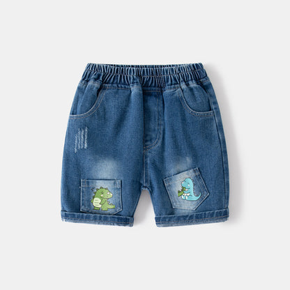 [513711] - Celana Pendek Jeans Anak Laki-Laki - Motif Dinoasur Tail