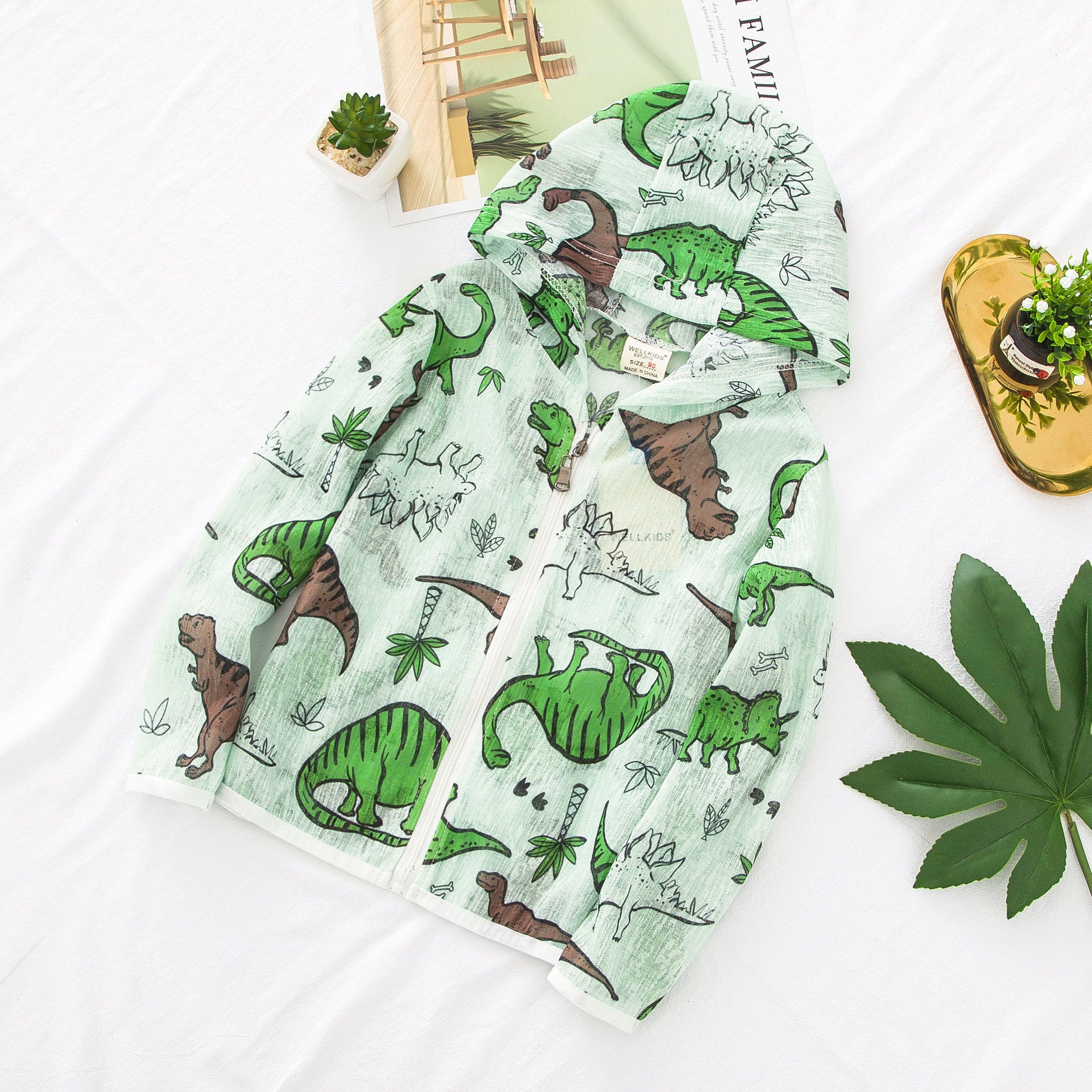[513720] - Atasan Jaket Hoodie Lengan Panjang Anak Laki-Laki - Motif Dinos View