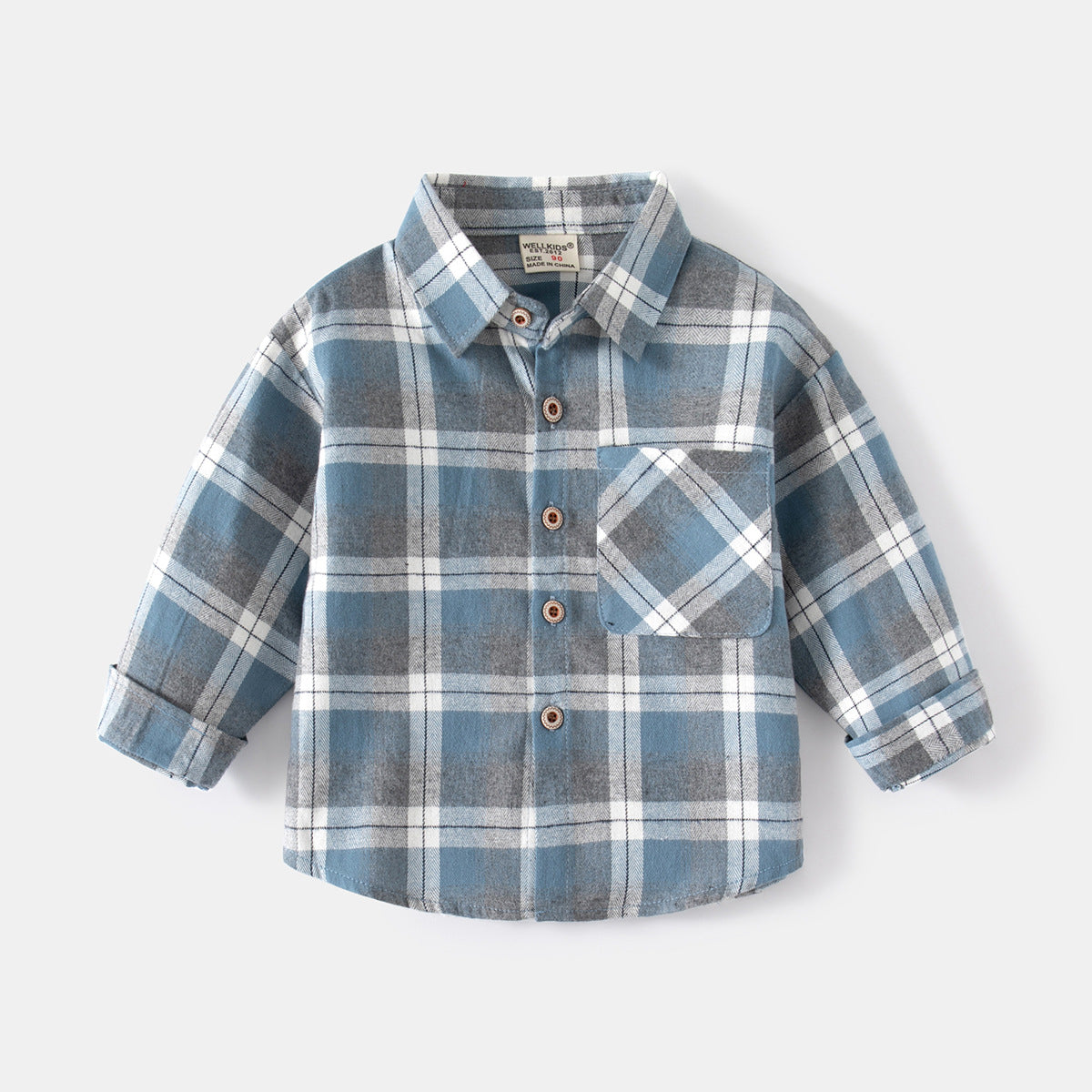 [513727] - Atasan Kemeja Lengan Panjang Anak Laki-Laki - Motif Neat Plaid