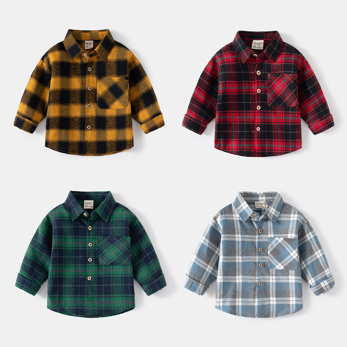 [513727] - Atasan Kemeja Lengan Panjang Anak Laki-Laki - Motif Neat Plaid