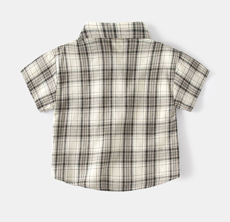 [513729] - Atasan Kemeja Lengan Pendek Anak Laki-Laki - Motif Neat Plaid