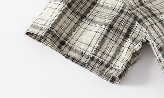 [513729] - Atasan Kemeja Lengan Pendek Anak Laki-Laki - Motif Neat Plaid