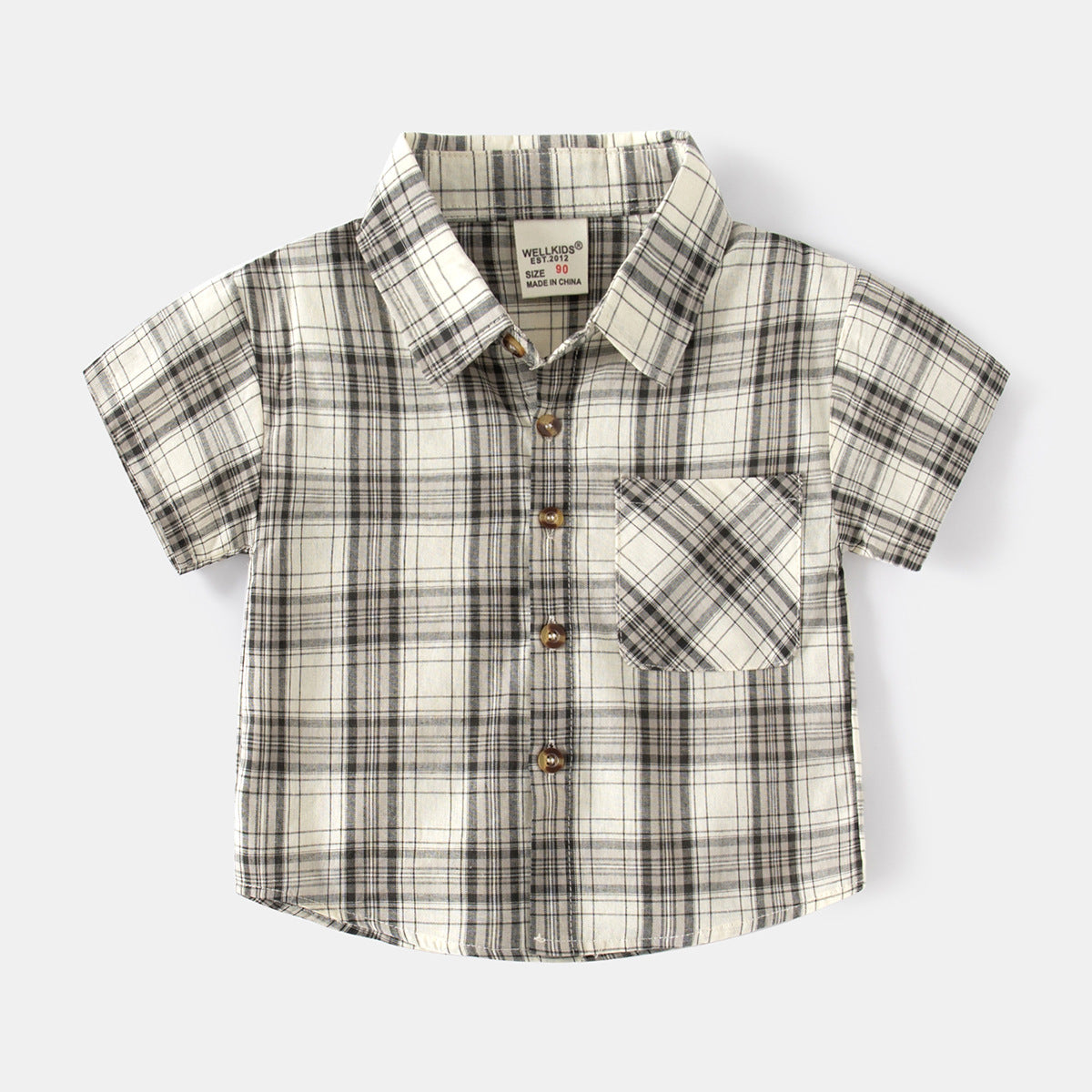 [513729] - Atasan Kemeja Lengan Pendek Anak Laki-Laki - Motif Neat Plaid