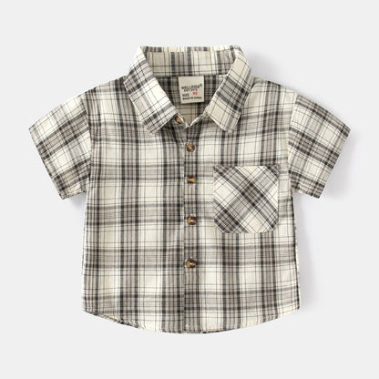 [513729] - Atasan Kemeja Lengan Pendek Anak Laki-Laki - Motif Neat Plaid