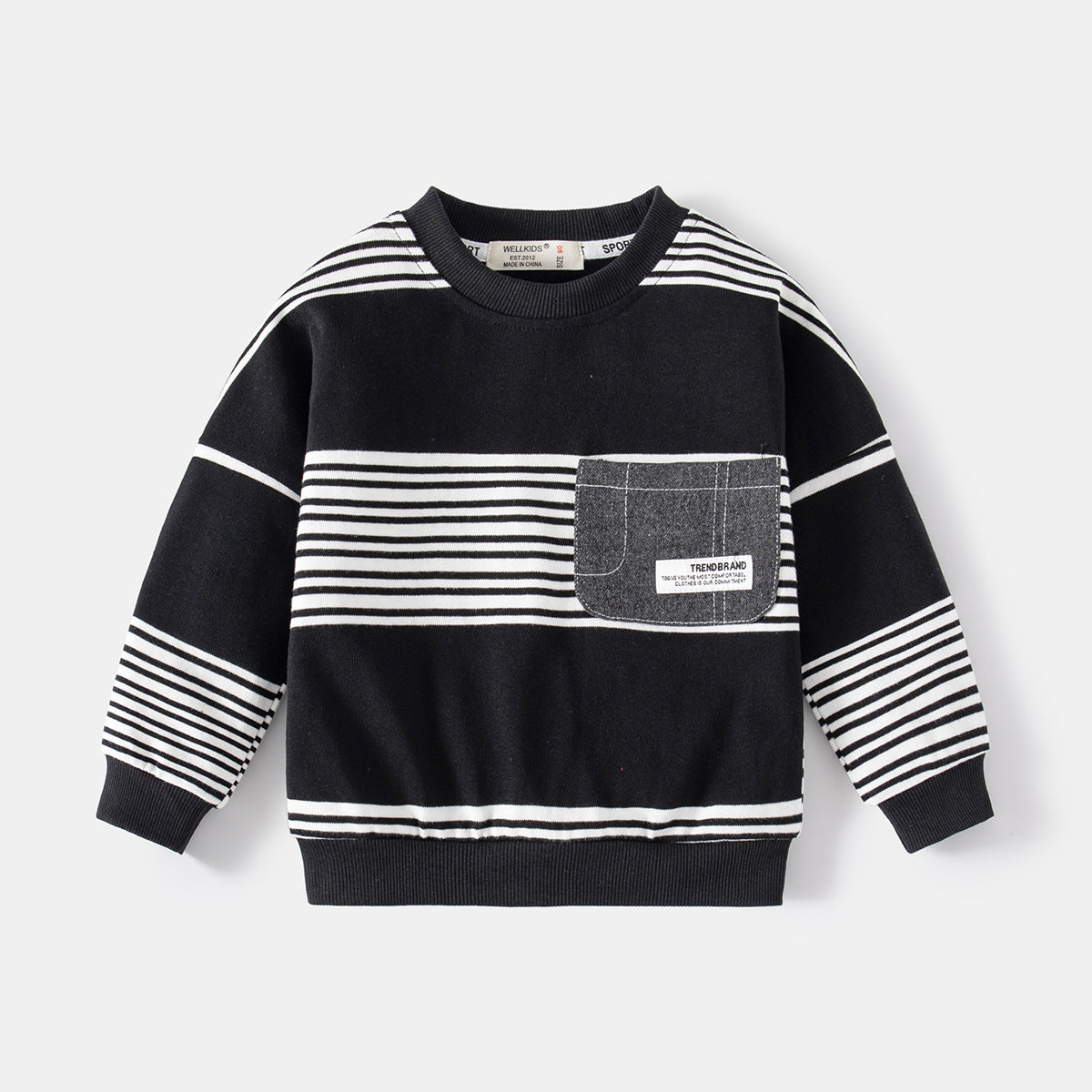 [513732] - Atasan Sweater Lengan Panjang Anak Laki-Laki - Motif Plain Stripe