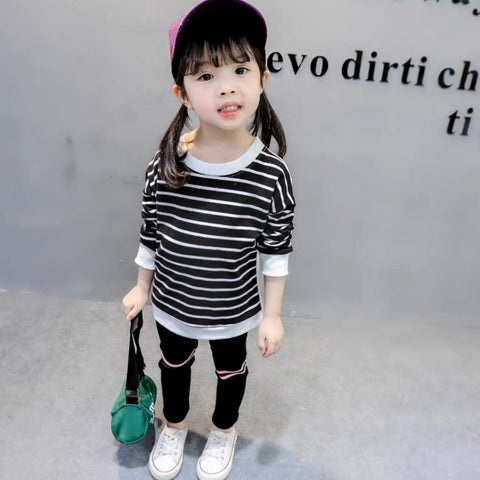 [102488] - Baju Setelan Sweater Celana Panjang Fashion Anak Perempuan - Motif Striped