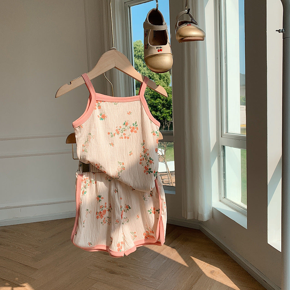 [602123] - Baju Setelan Tidur TankTop Piyama Fashion Anak Perempuan - Motif Flower Bear