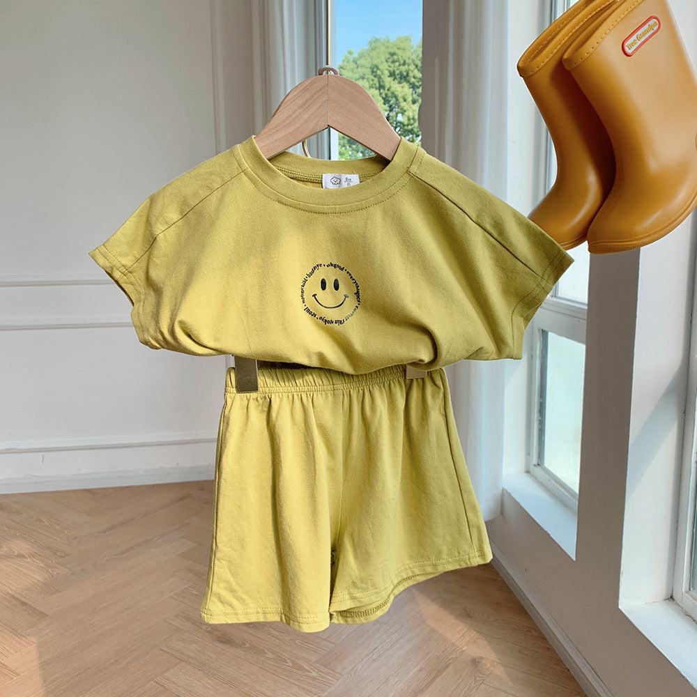 [602125] - Baju Setelan Kaos Tidur Fashion Anak Perempuan - Motif Smile Face