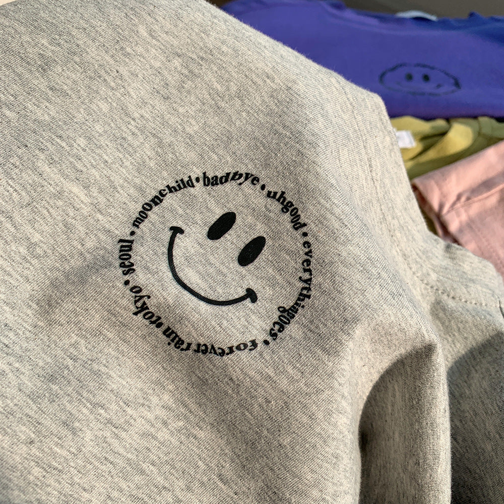 [602125] - Baju Setelan Atasan Lengan Pendek Celana Pendek Anak Perempuan Fashion - Motif Smile Face