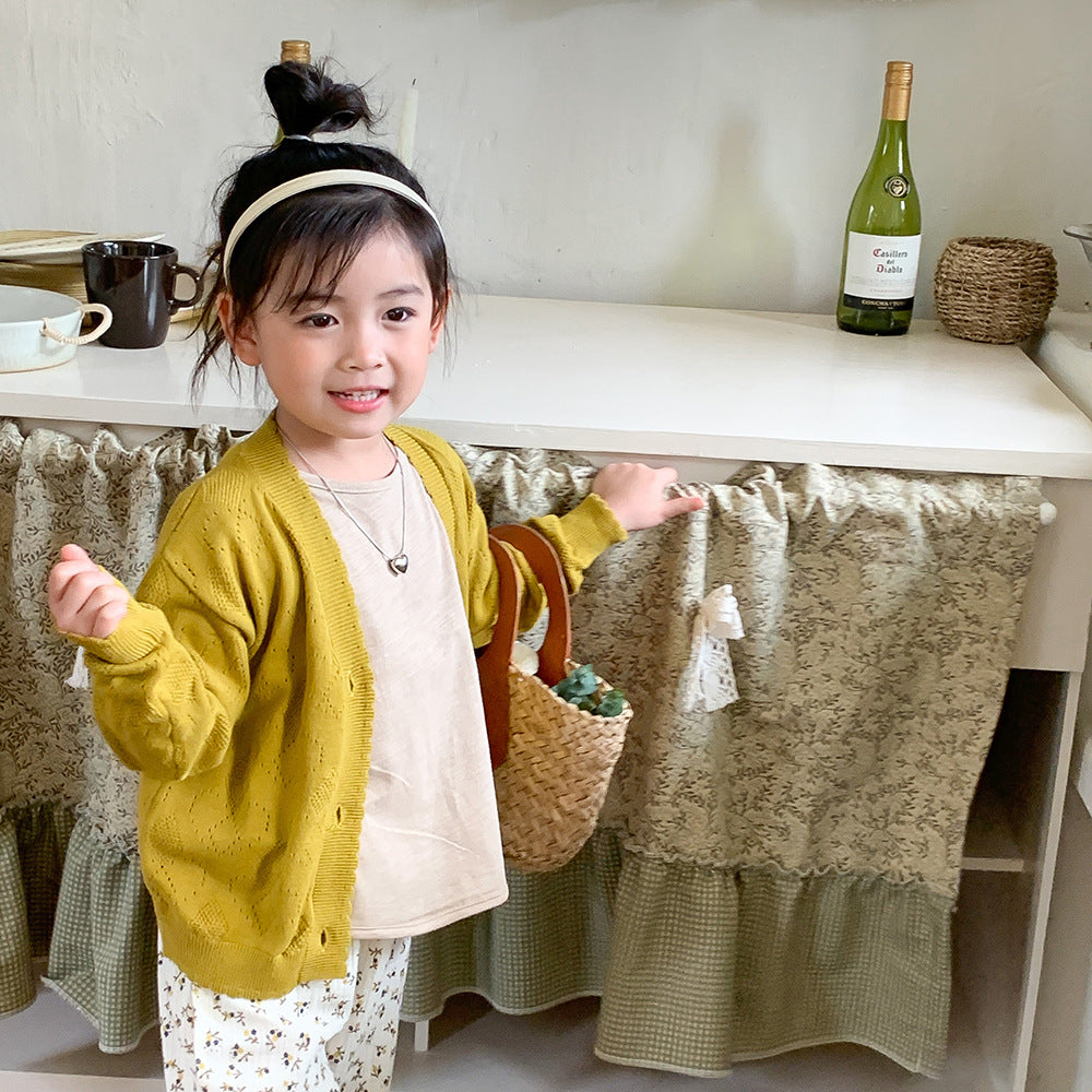 [602128] - Baju Atasan Lengan Panjang Cardigan Anak Perempuan Fashion - Motif Basic Knitted