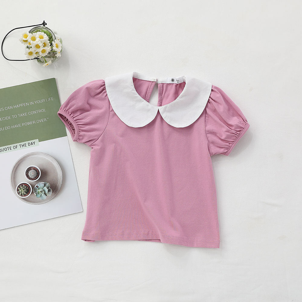 [602130] - Baju Atasan Blouse Lengan Pendek Anak Perempuan Import Fashion - Motif Wrinkle Side