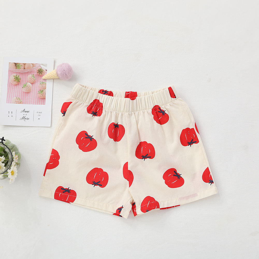 [602133] - Bawahan Celana Pendek Santai Anak Perempuan Fashion - Motif Flower Fruit