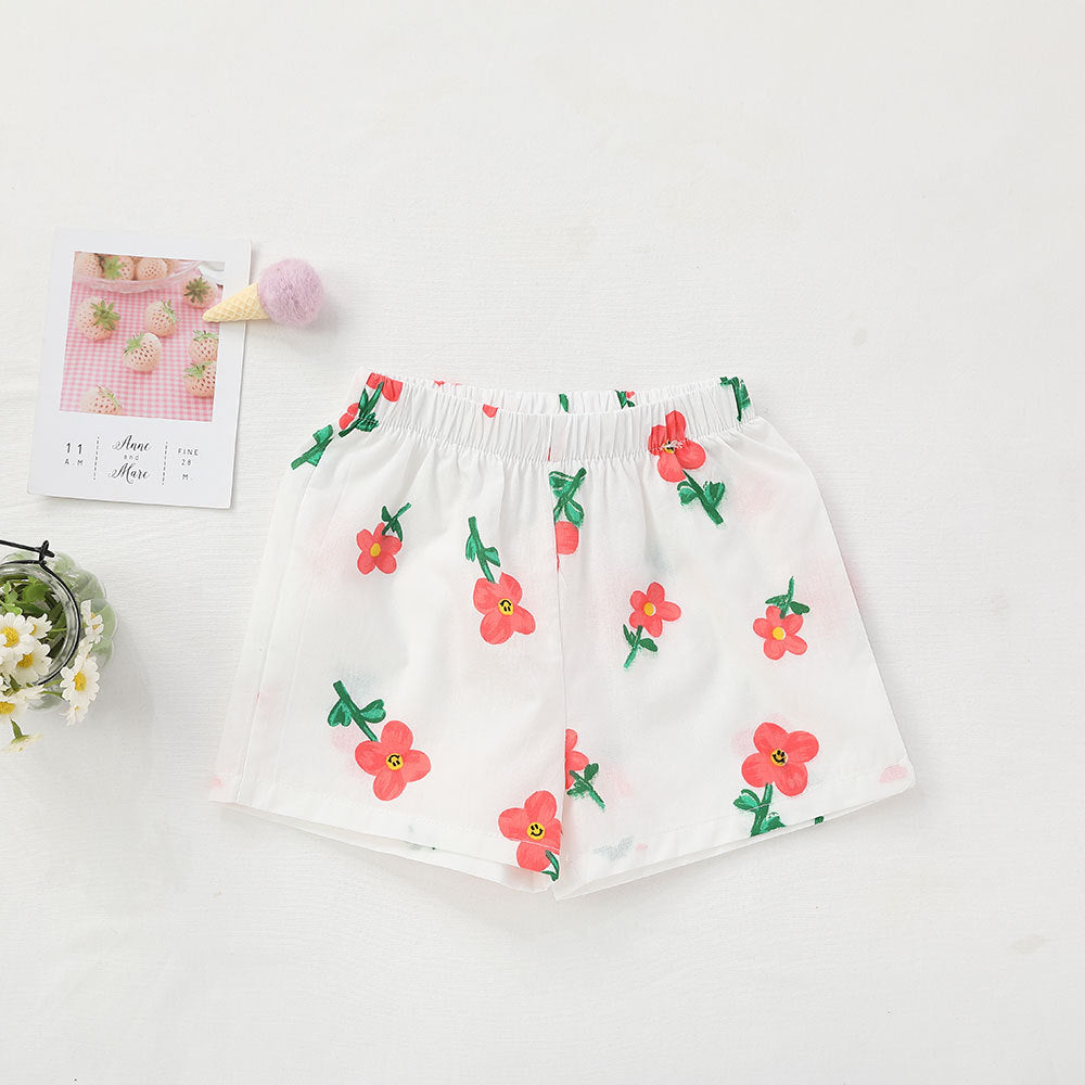 [602133] - Bawahan Celana Pendek Santai Anak Perempuan Fashion - Motif Flower Fruit