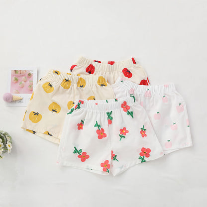 [602133] - Bawahan Celana Pendek Santai Anak Perempuan Fashion - Motif Flower Fruit