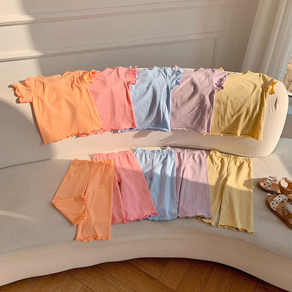 [602135] - Baju Setelan Tidur Piyama Fashion Import Anak Perempuan - Motif Soft Color