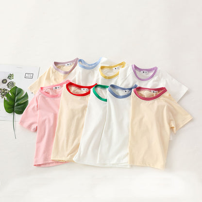 [602138] - Baju Atasan Kaos Lengan Pendek Anak Perempuan Fashion - Motif Colorful Neck