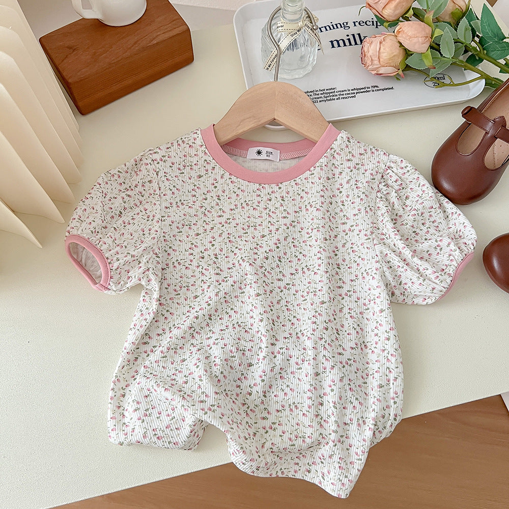 [602141] - Baju Atasan Lengan Pendek Anak Perempuan Fashion - Motif Little Flower