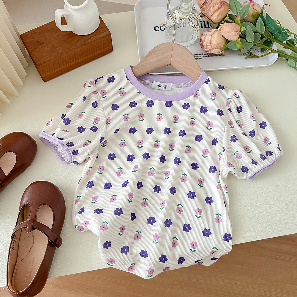 [602141] - Baju Atasan Lengan Pendek Anak Perempuan Fashion - Motif Little Flower