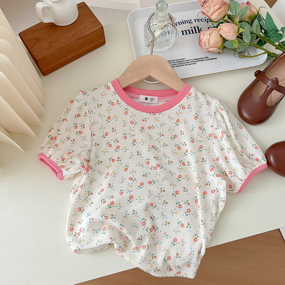 [602141] - Baju Atasan Lengan Pendek Anak Perempuan Fashion - Motif Little Flower