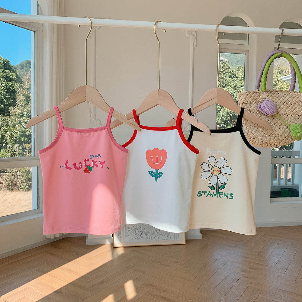 [602142] - Baju Atasan Kaos Kutung Anak Perempuan Fashion Import - Motif Lucky Flower