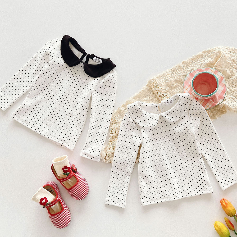 [602143] - Baju Atasan Blouse Lengan Panjang Anak Perempuan Fashion - Motif Plain Polka