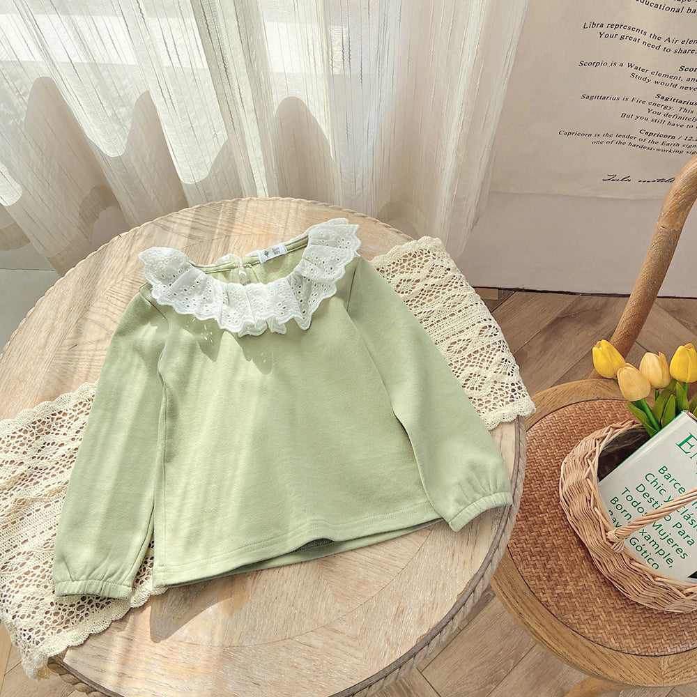 [602148] - Baju Atasan Blouse Lengan Panjang Anak Perempuan Fashion - Motif Wavy Lace