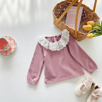 [602148] - Baju Atasan Blouse Lengan Panjang Anak Perempuan Fashion Import - Motif Wavy Lace