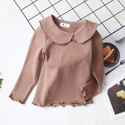 [602151] - Atasan Blouse Polos Kerah Lengan Panjang Anak Perempuan - Motif Flat Collar