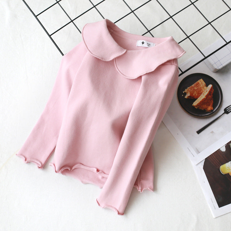 [602151] - Atasan Blouse Polos Kerah Lengan Panjang Anak Perempuan - Motif Flat Collar