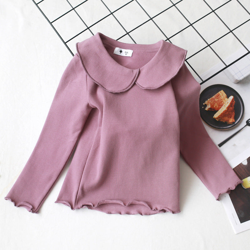 [602151] - Atasan Blouse Polos Kerah Lengan Panjang Anak Perempuan - Motif Flat Collar