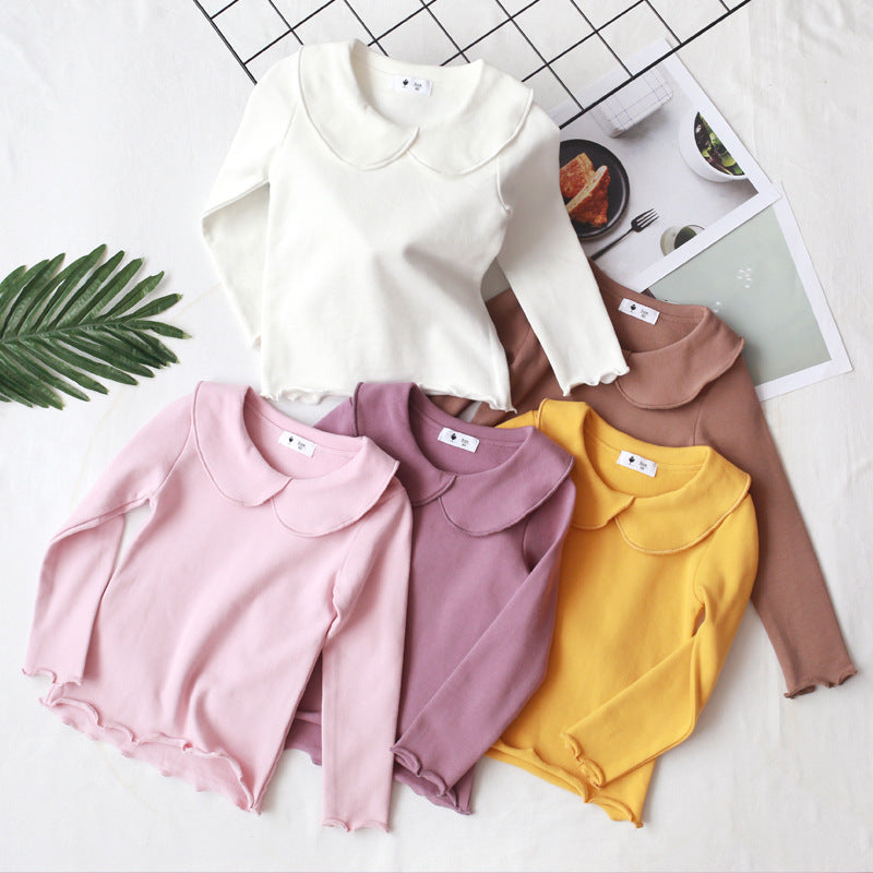 [602151] - Atasan Blouse Polos Kerah Lengan Panjang Anak Perempuan - Motif Flat Collar