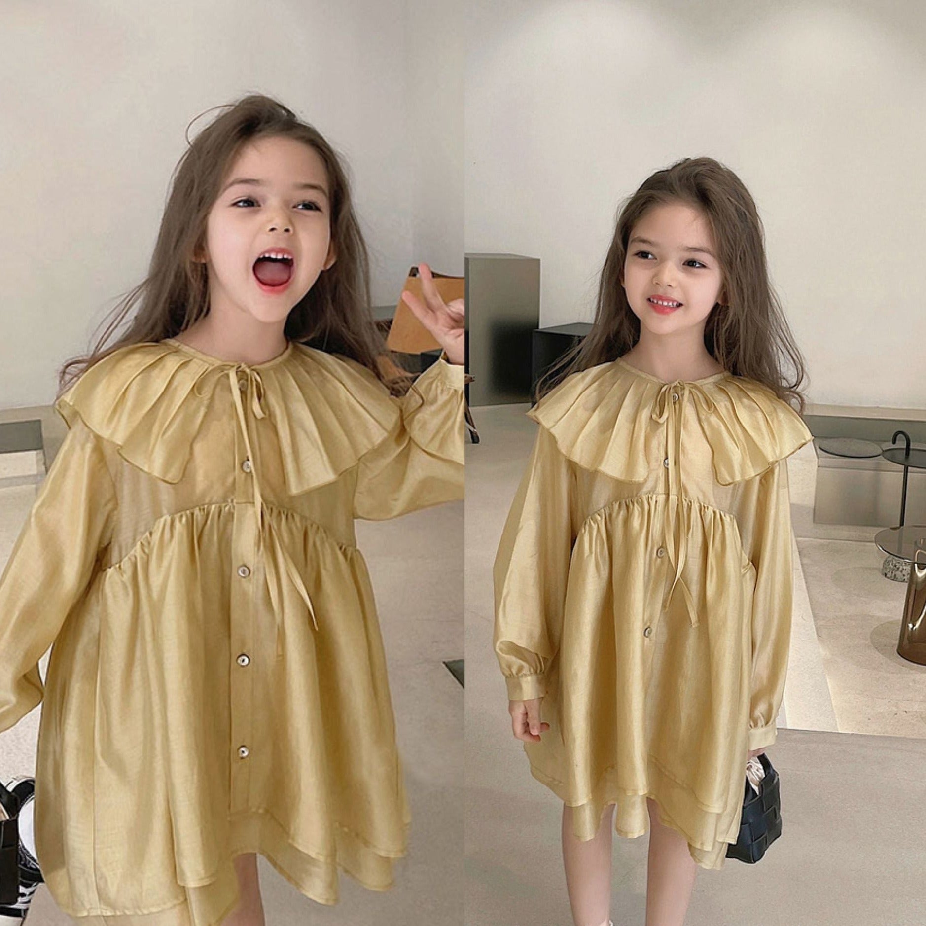 [507976] - Baju Dress Tali Kancing Fashion Anak Perempuan - Motif Lace Rope