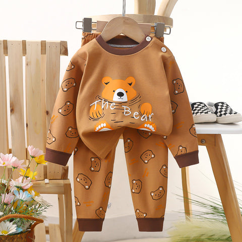 [703102] - Baju Setelan Tidur Piyama Anak Cowok Fashion - Motif Relax Bear