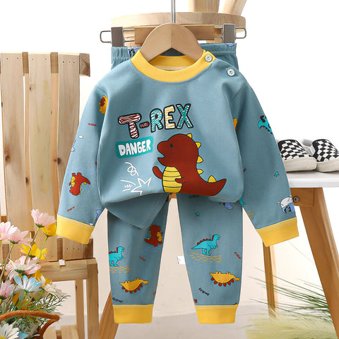 [703103] - Baju Setelan Tidur Piyama Anak Cowok Fashion - Motif Danger Dino