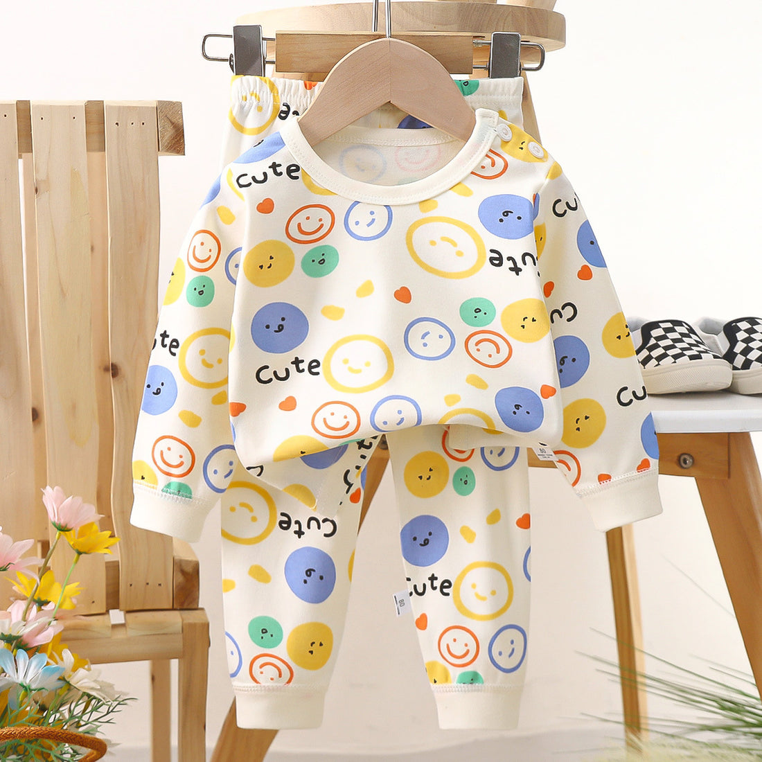 [703106] - Baju Tidur Setelan Piyama Fashion Import Anak Perempuan - Motif Smile Face