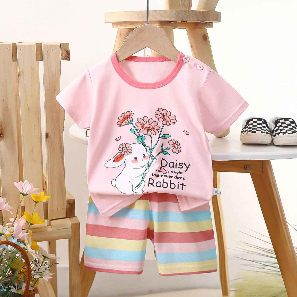 [703109] - Baju Setelan Homewear Fashion Import Anak Perempuan - Motif Pretty Rabbit