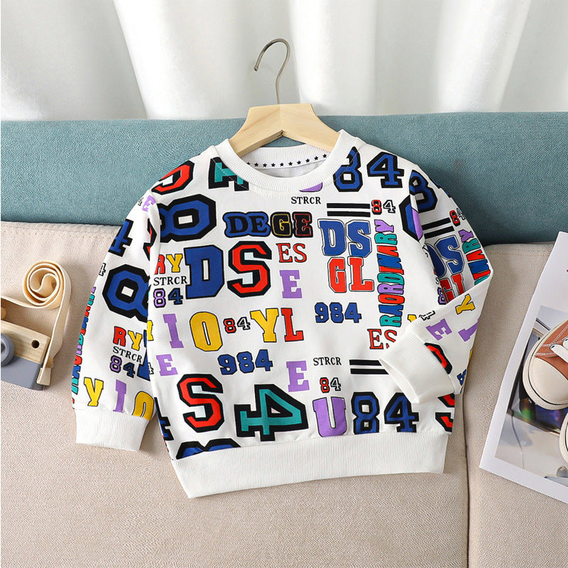[703110] - Baju Atasan Lengan Panjang Sweater Fashion Import Anak Cowok - Motif Words Number